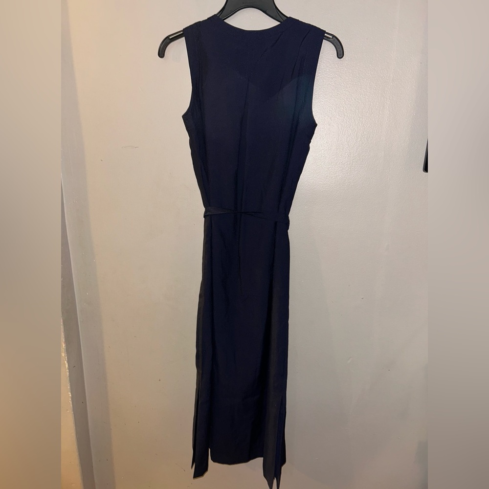 Ann Taylor Dress - navy blue sleeveless belted midi length - Picture 7 of 11